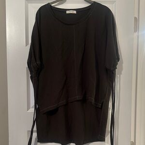 Renuar Black Short Sleeve Tunic with Drawstring Details